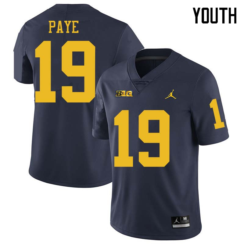 Jordan Brand Youth #19 Kwity Paye Michigan Wolverines College Football Jerseys Sale-Navy